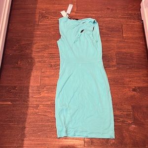 Teal dress size small brand is Cut25